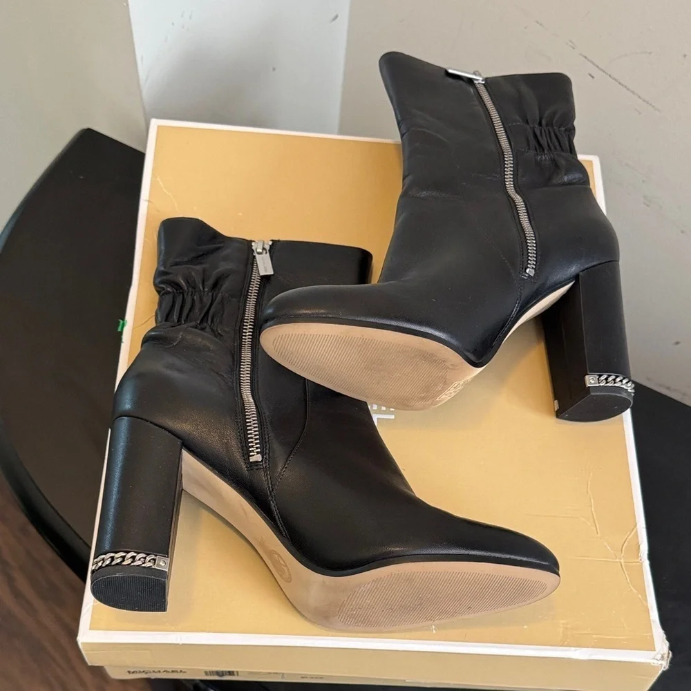 Michael Kors Elegant Black Leather Heeled Boots, in original box